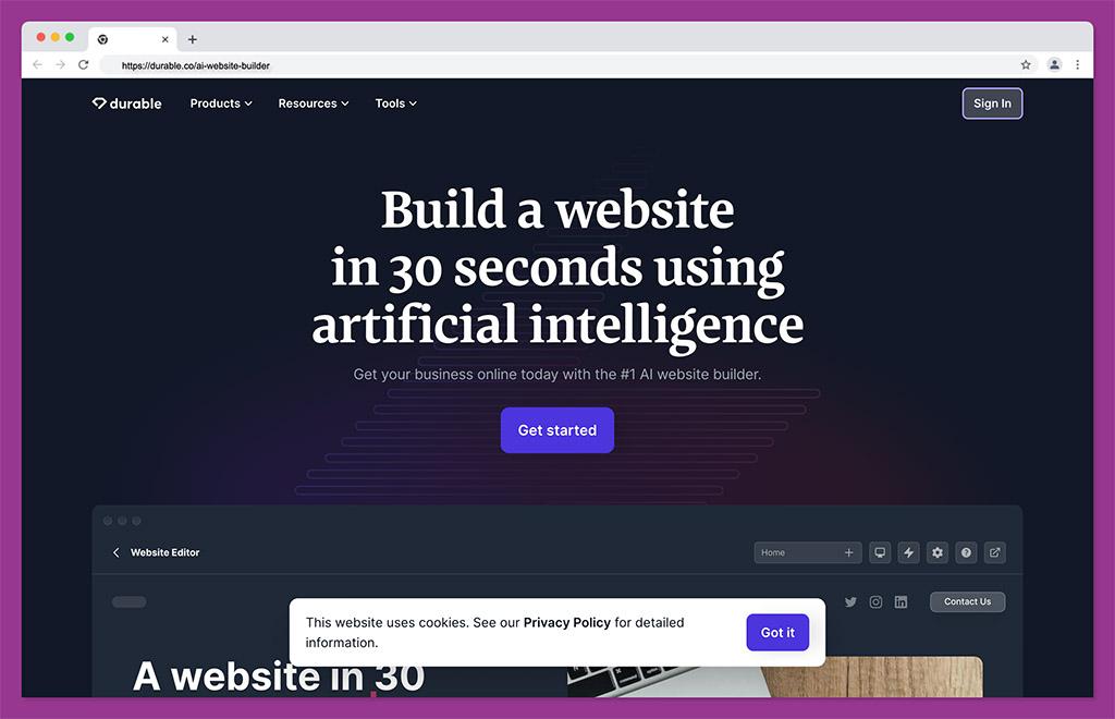 durable - best ai website builder