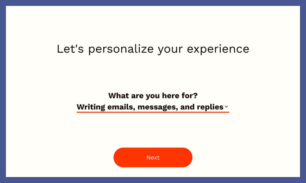rytr onboarding step 2