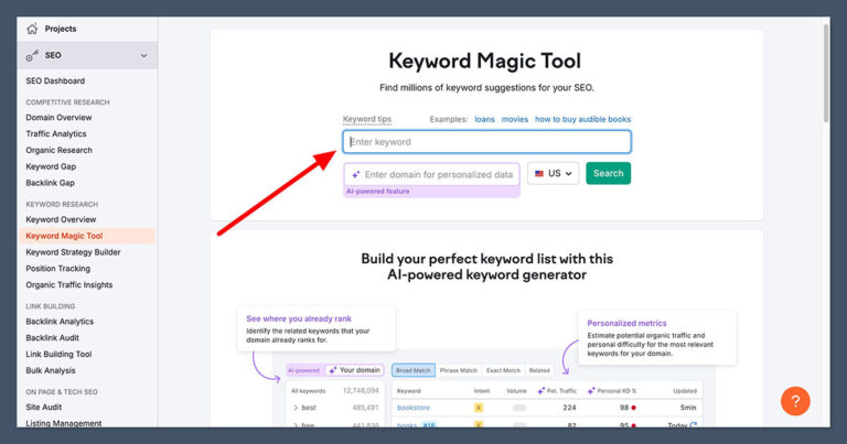 The Best AI Tools For Keyword Research For 2026 Fritz Ai Keyword Generator By Semrush 768x403 