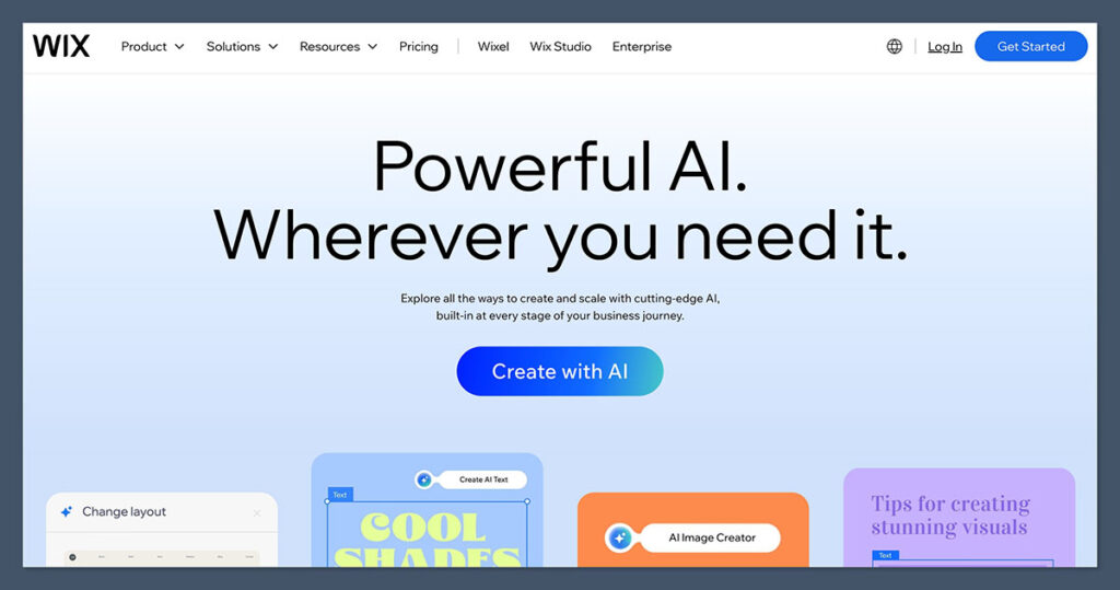 WIX AI Homepage