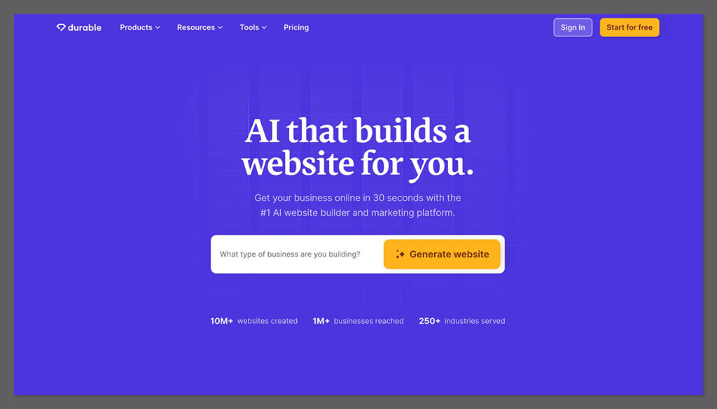 durable ai homepage