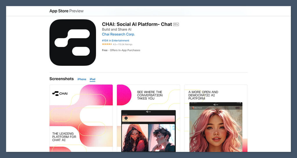 CHAI AI Homepage