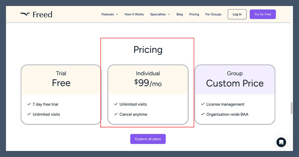 Freed Pricing