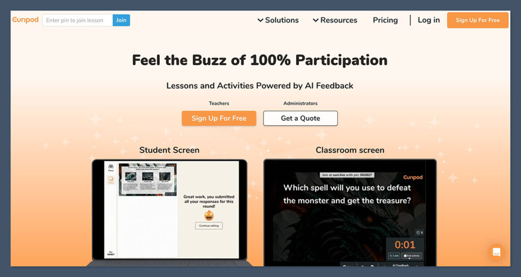 Curipod Homepage