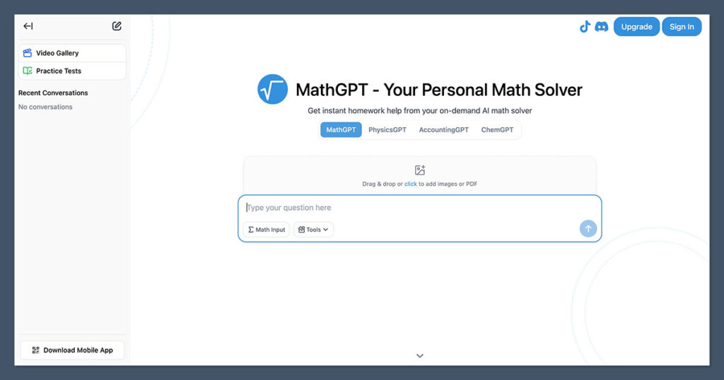 MathGPT Homepage