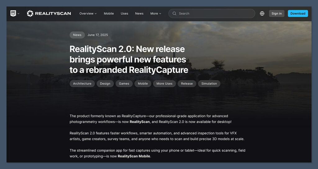 RealityScan Homepage