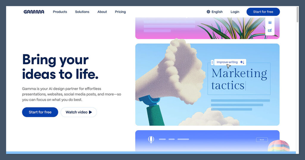 Gamma AI Homepage