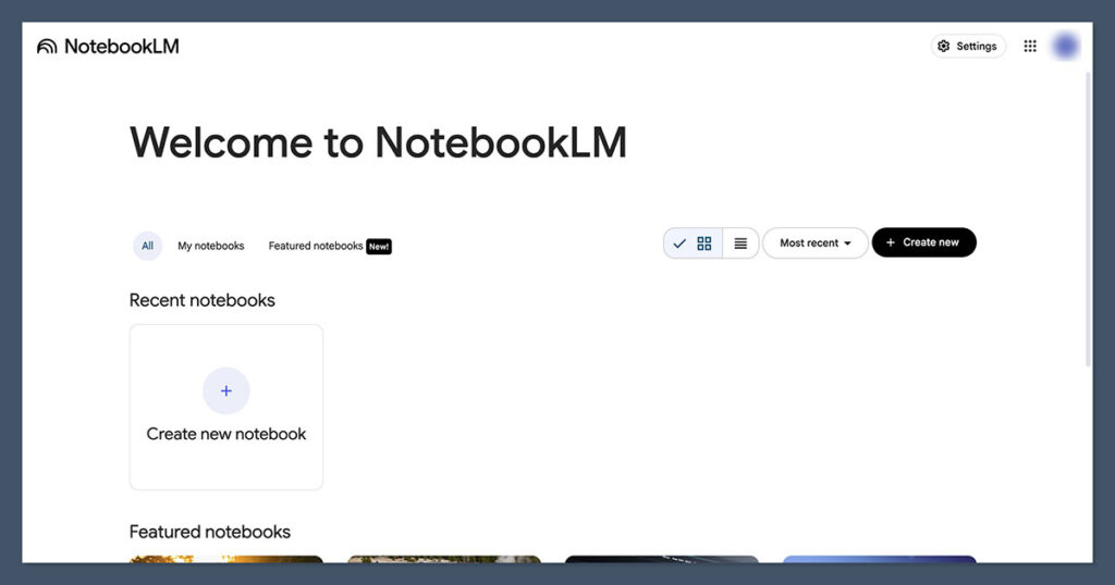 NotebookLM Homepage