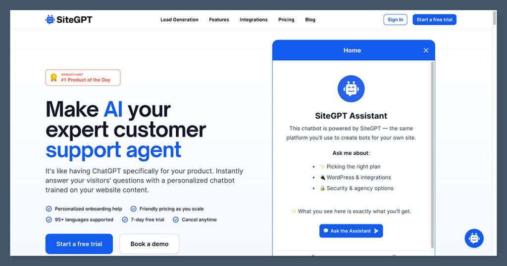 SiteGPT Homepage