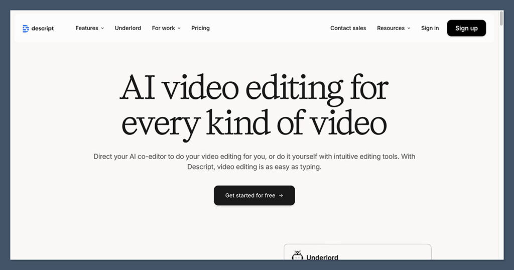 Descript AI Homepage