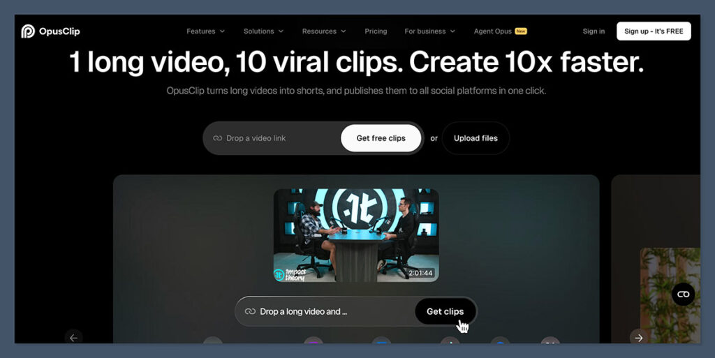 OpusClip Homepage