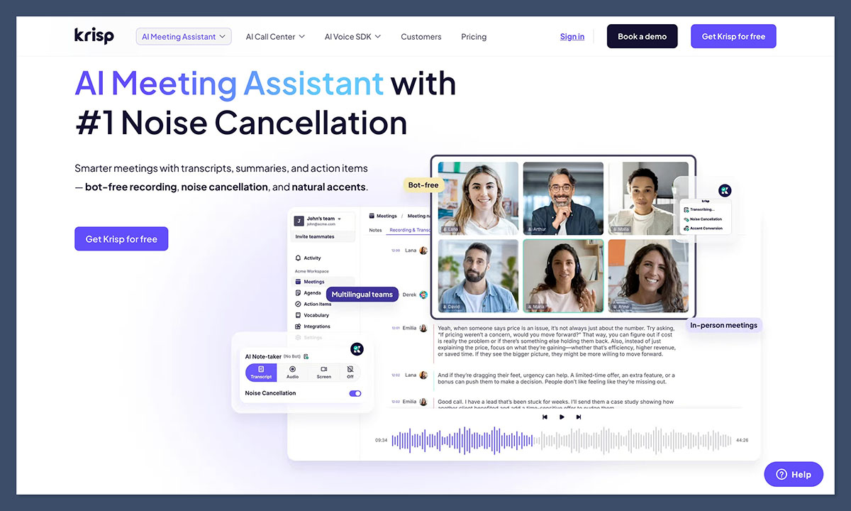 krisp ai homepage