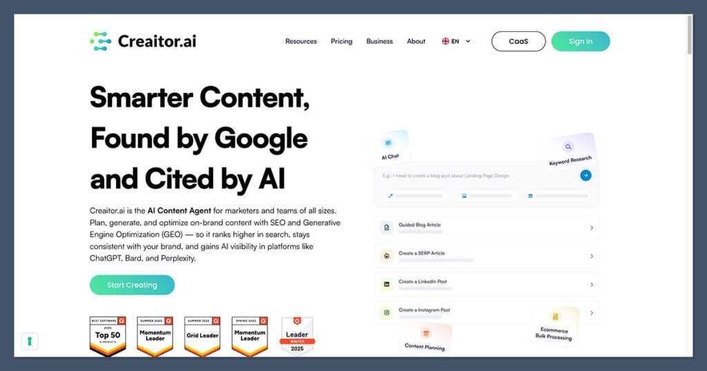 Creaitor AI Homepage