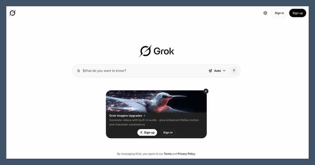 Grok Homepage