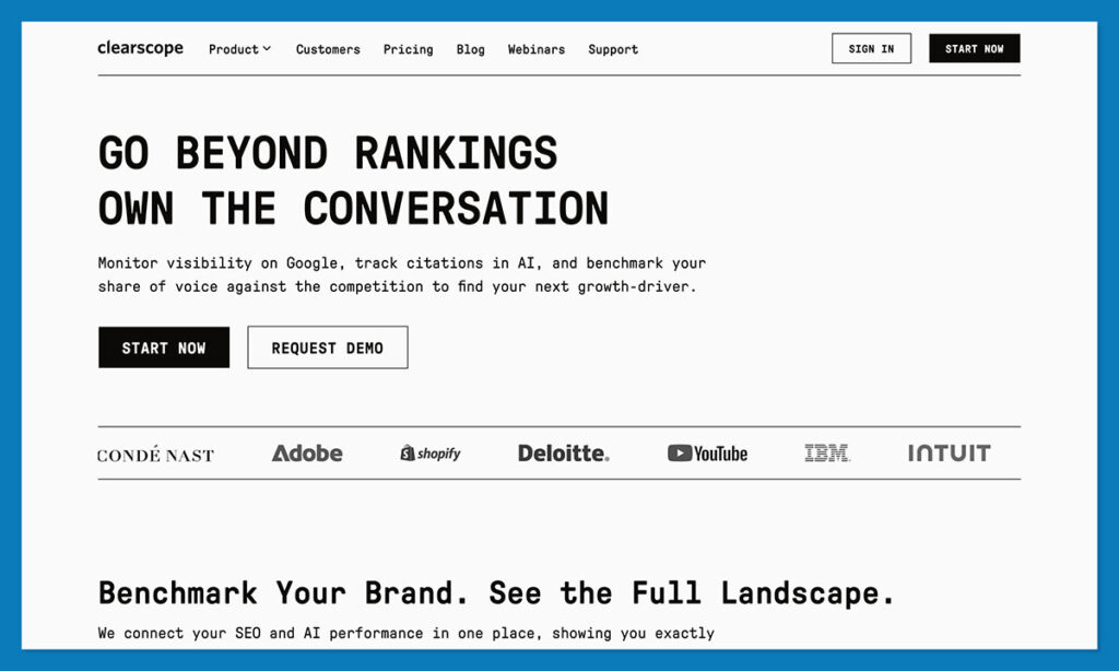 clearscope ai seo tool homepage