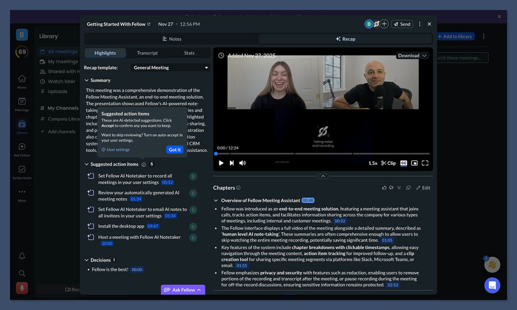 meeting recap on fellow ai