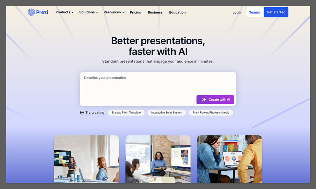 prezi homepage