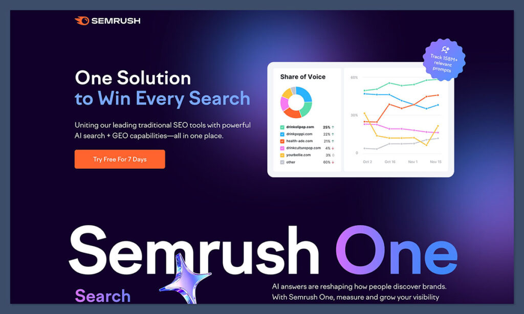 semrush one homepage