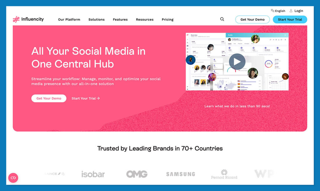 Influencity homepage