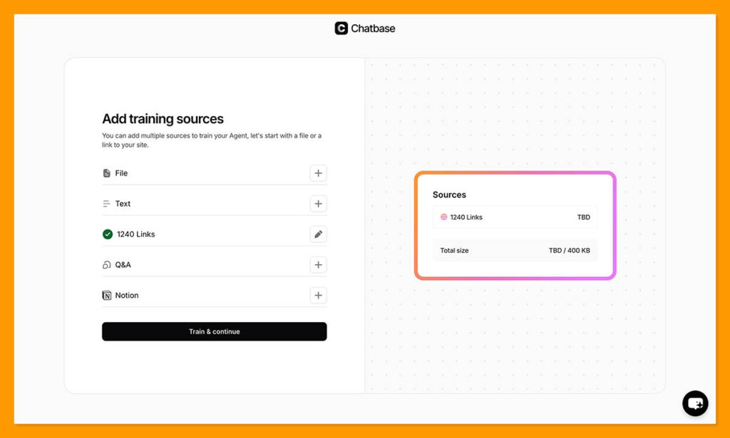chatbase training sources