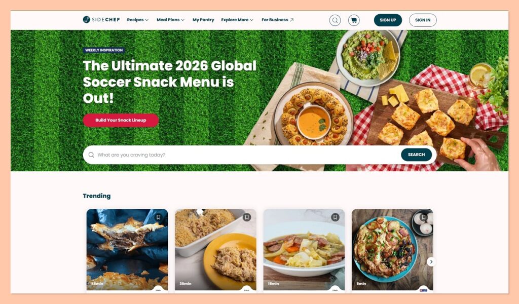 SideChef AI homepage