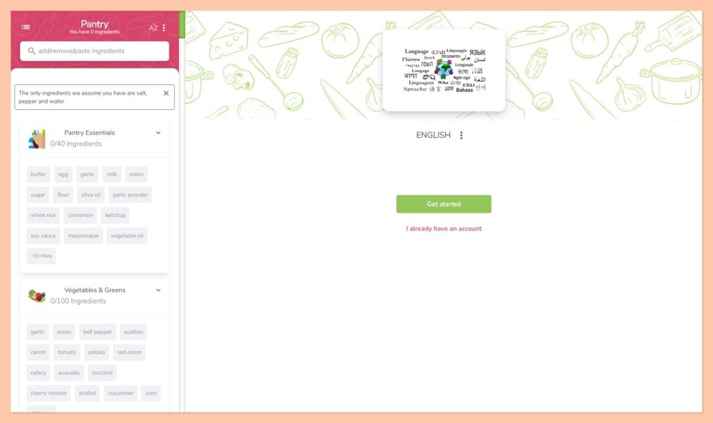 SuperCook homepage