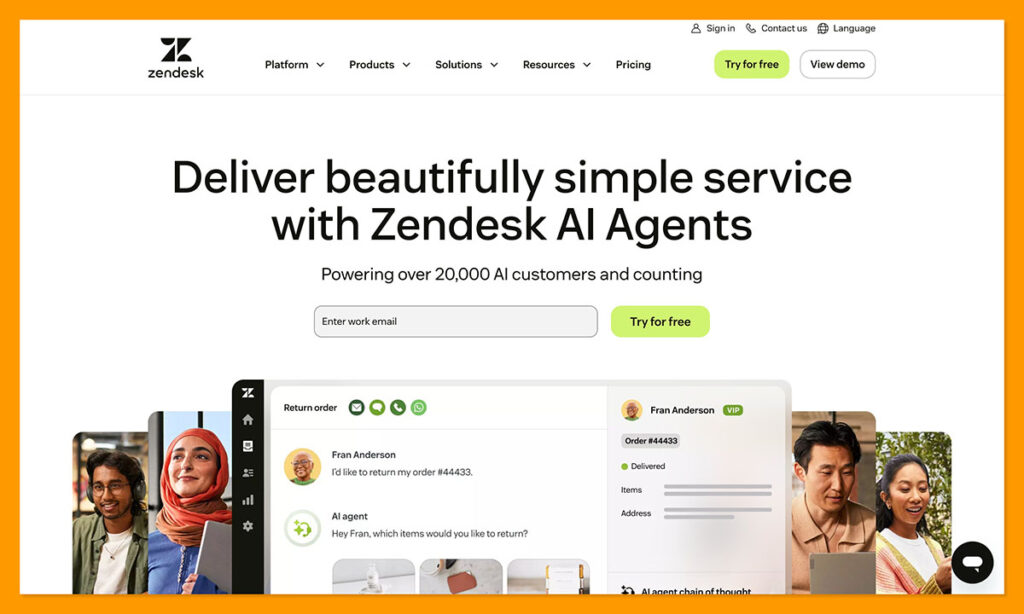 zendesk homepage