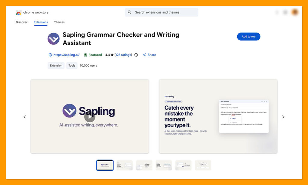 Sapling ai chrome extension