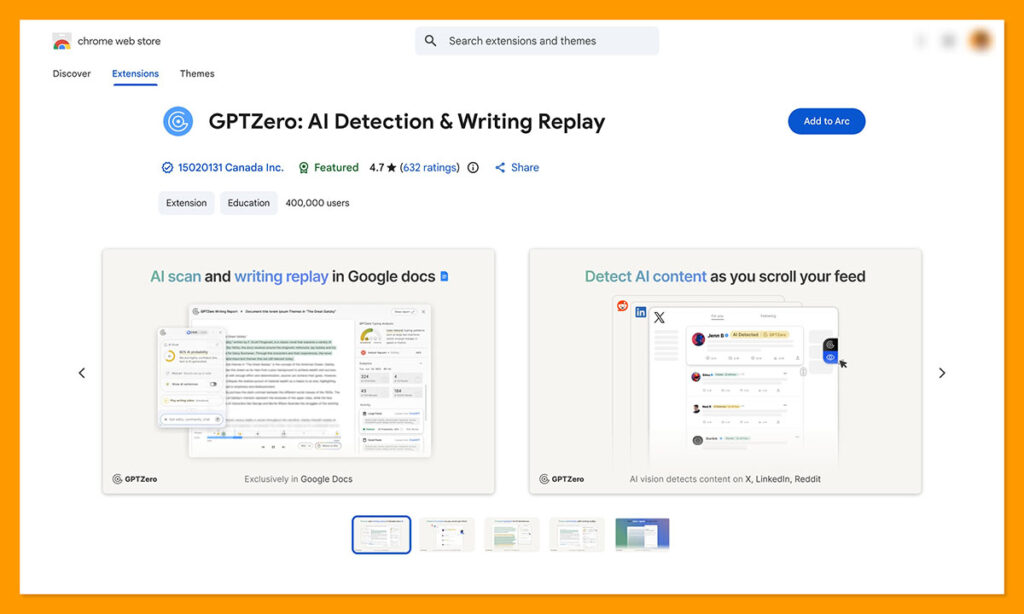 gptzero chrome extension