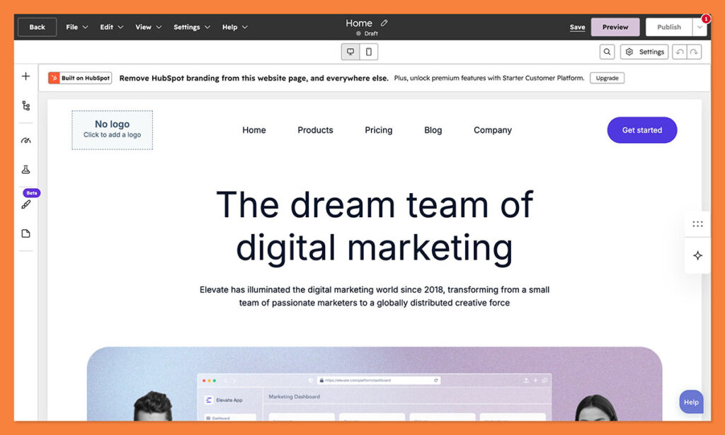 hubspot ai website builder dashboard