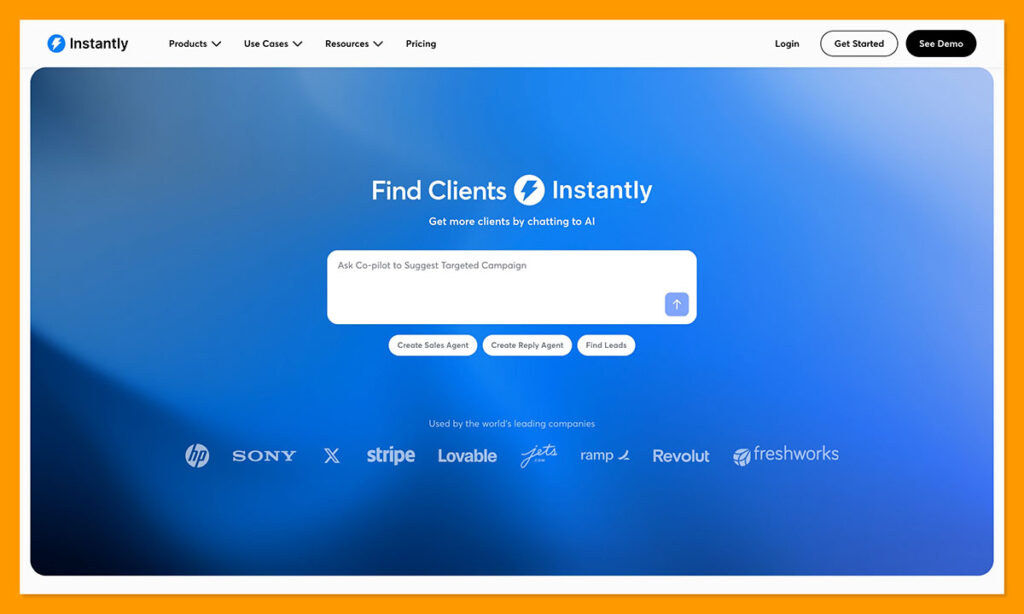 instantly ai homepage