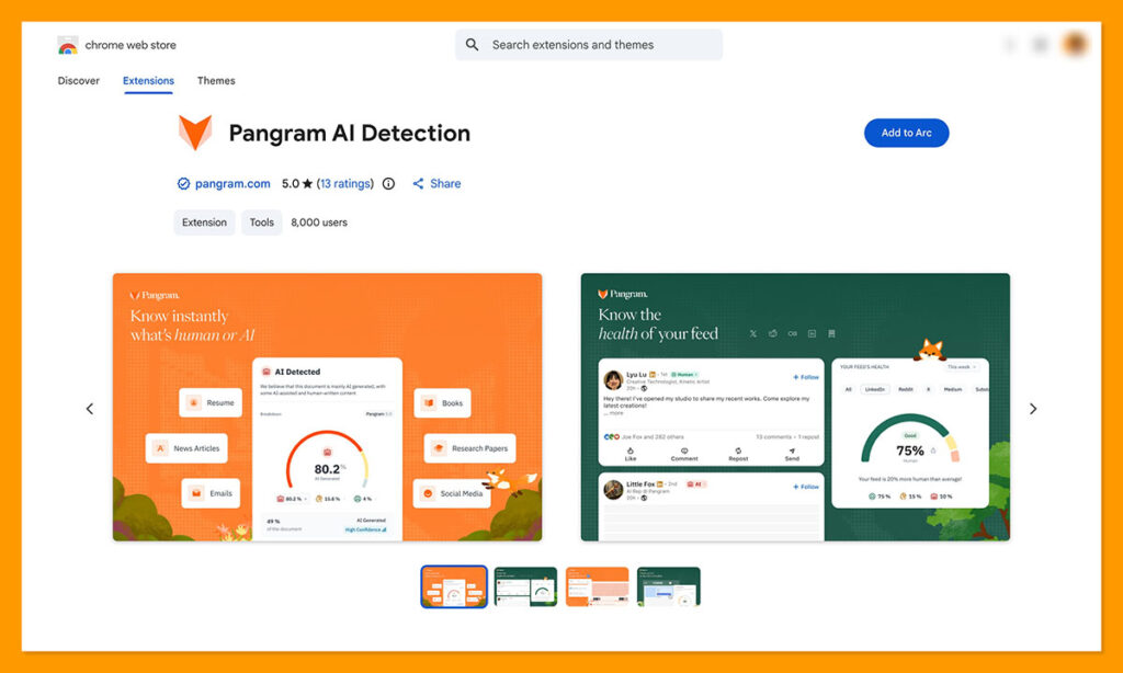 pangram ai detector chrome
