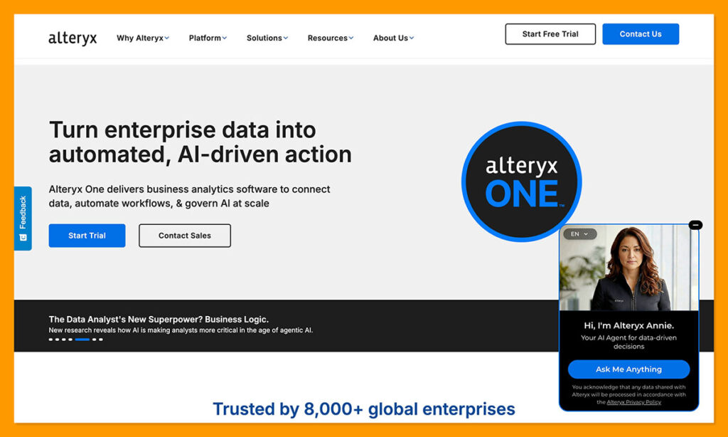 Alteryx homepage