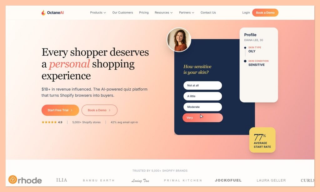 Octane AI homepage