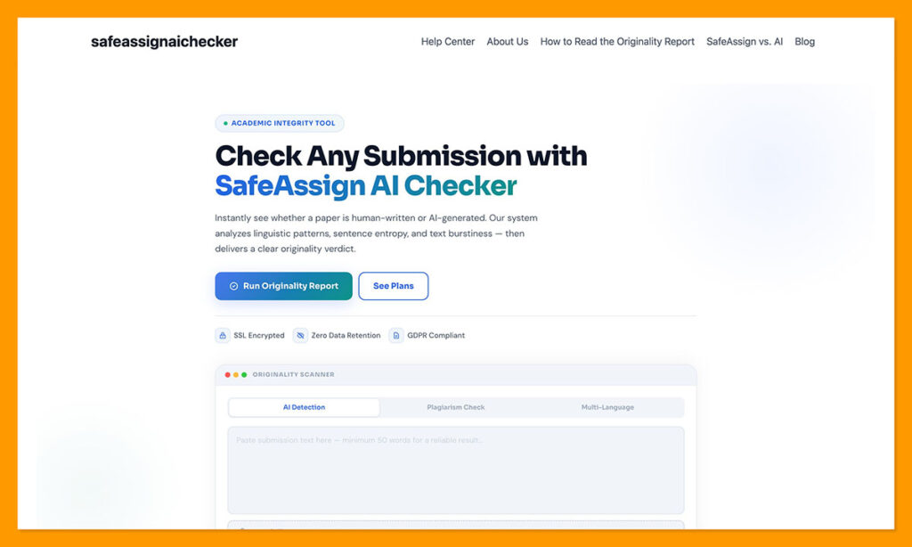 SafeAssign homepage