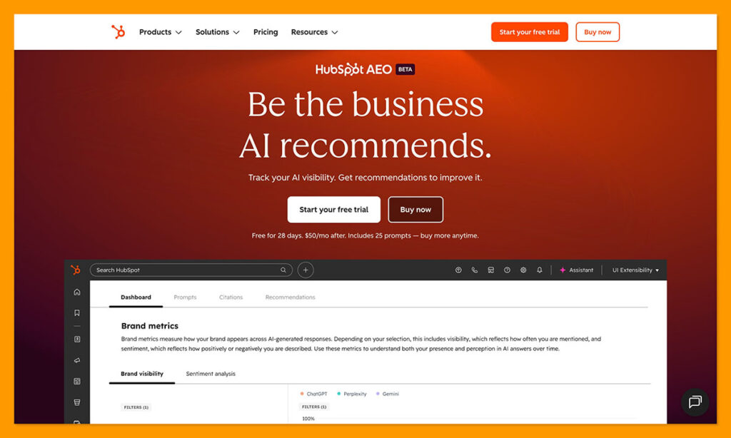 hubspot aeo homepage