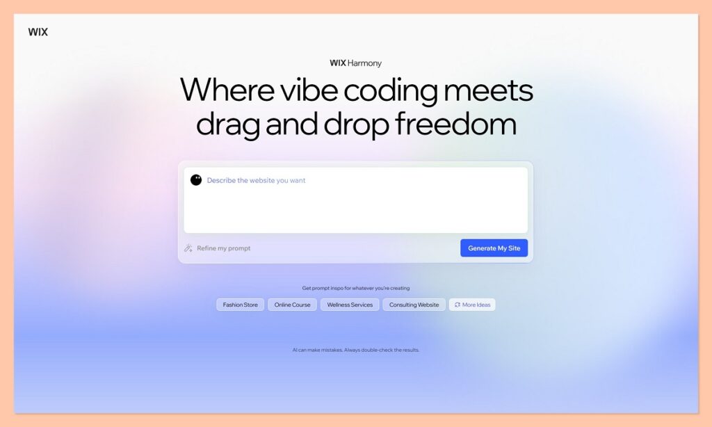 wix harmony home page