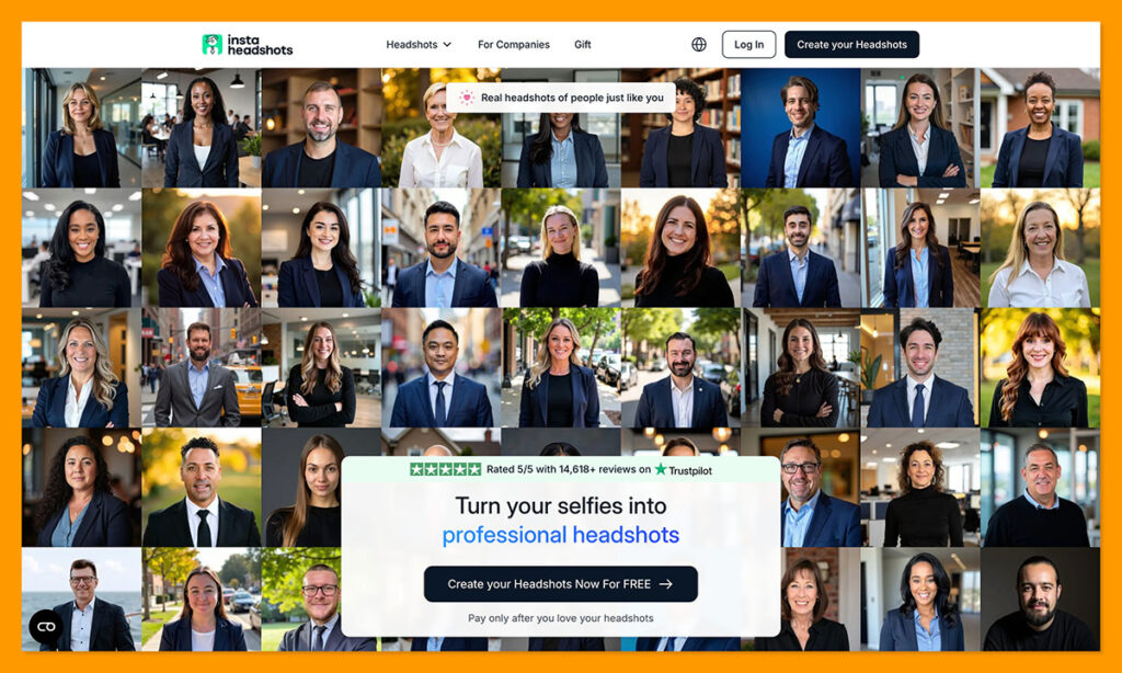 InstaHeadshots homepage