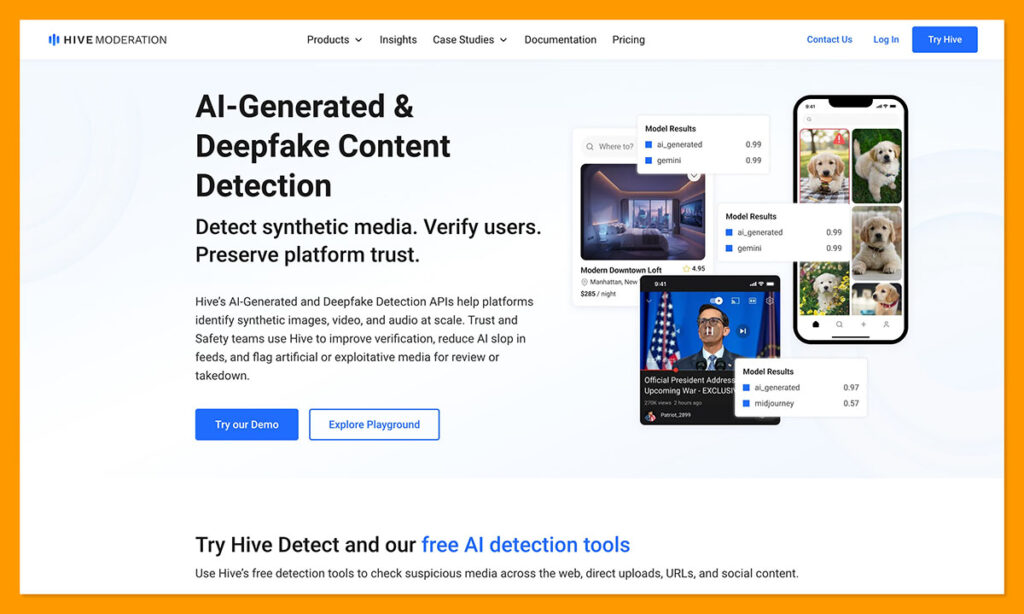 Hive Moderation homepage