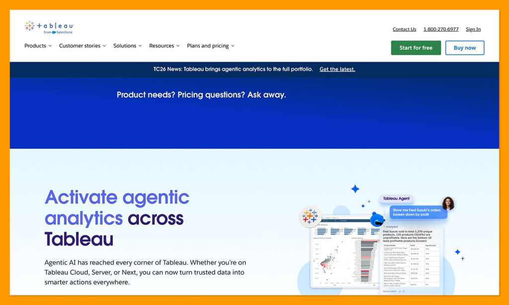 Tableau homepage