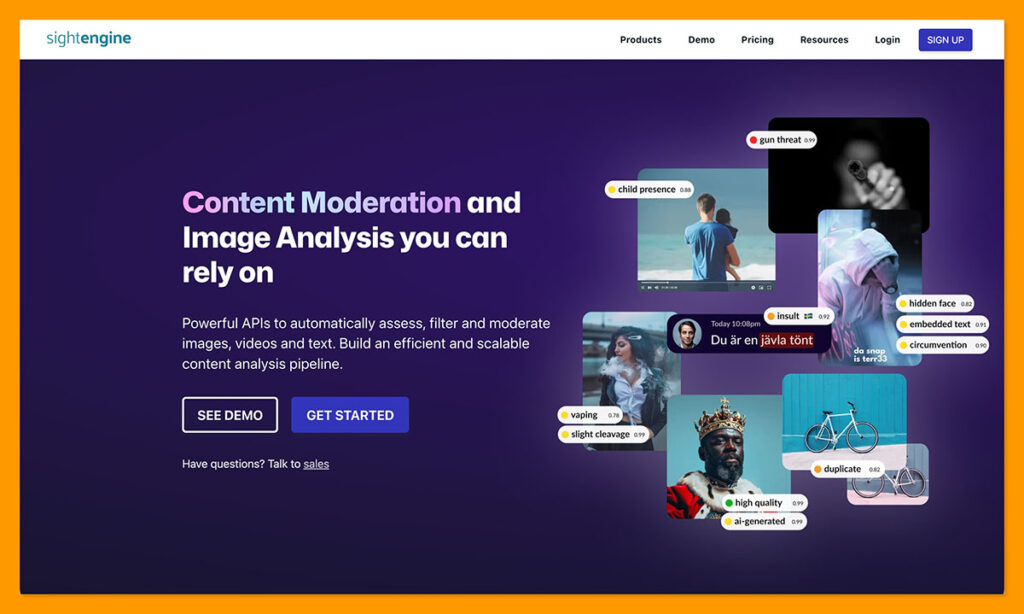 sightengine homepage