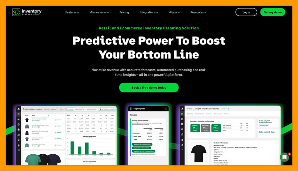 Inventory Planner by Sage homepage