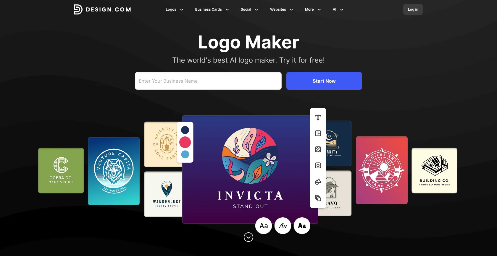 Design.com AI logo maker page