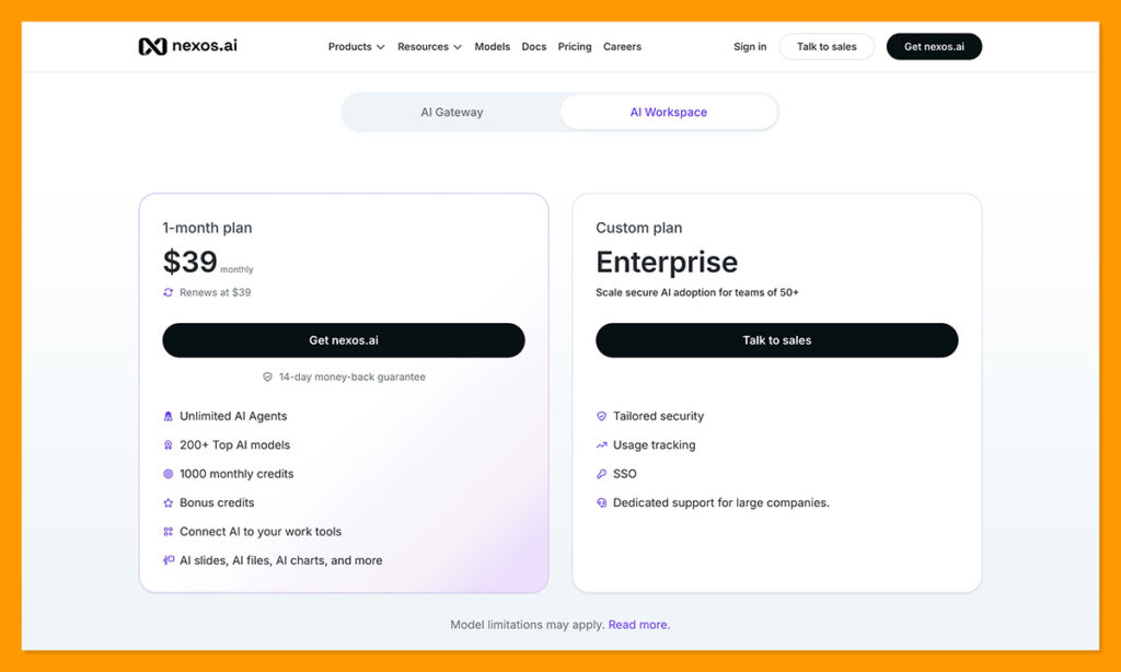nexos ai pricing ai workspace