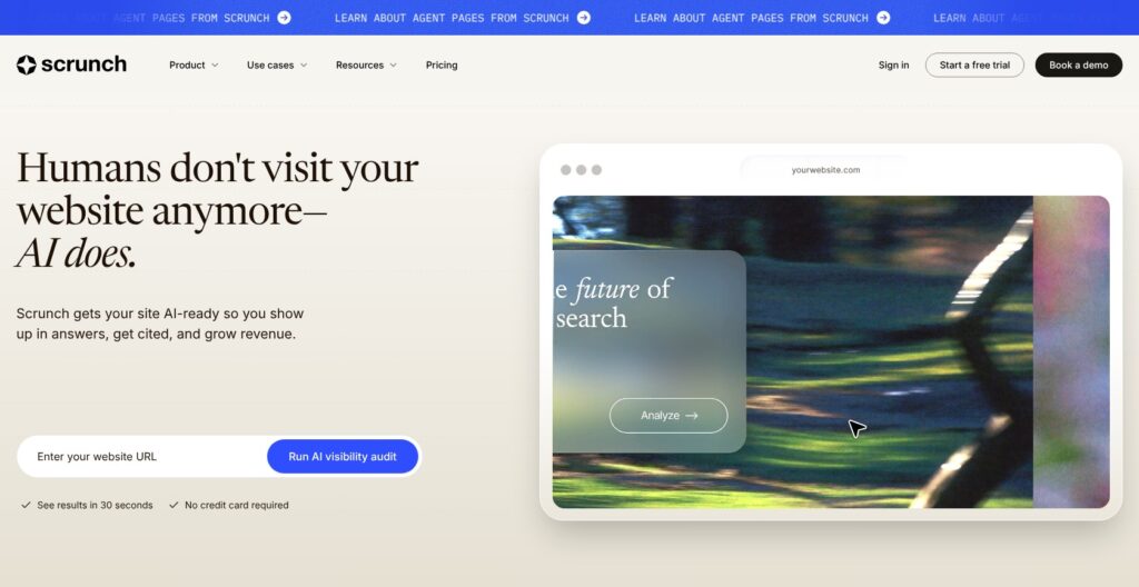 Scrunch AI homepage