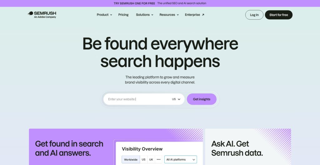 Semrush One homepage