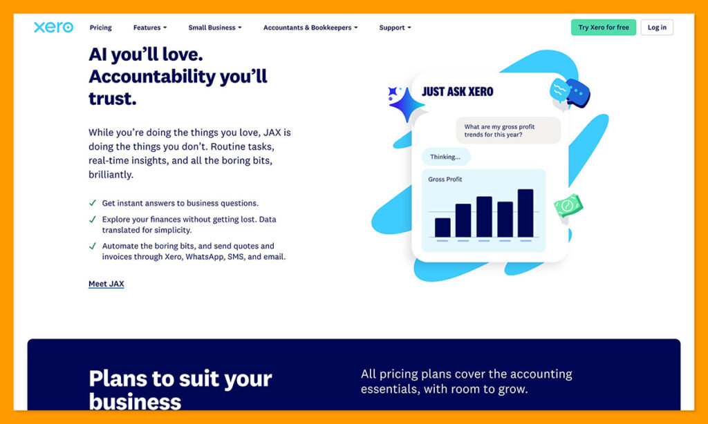 xero ai accounting homepage