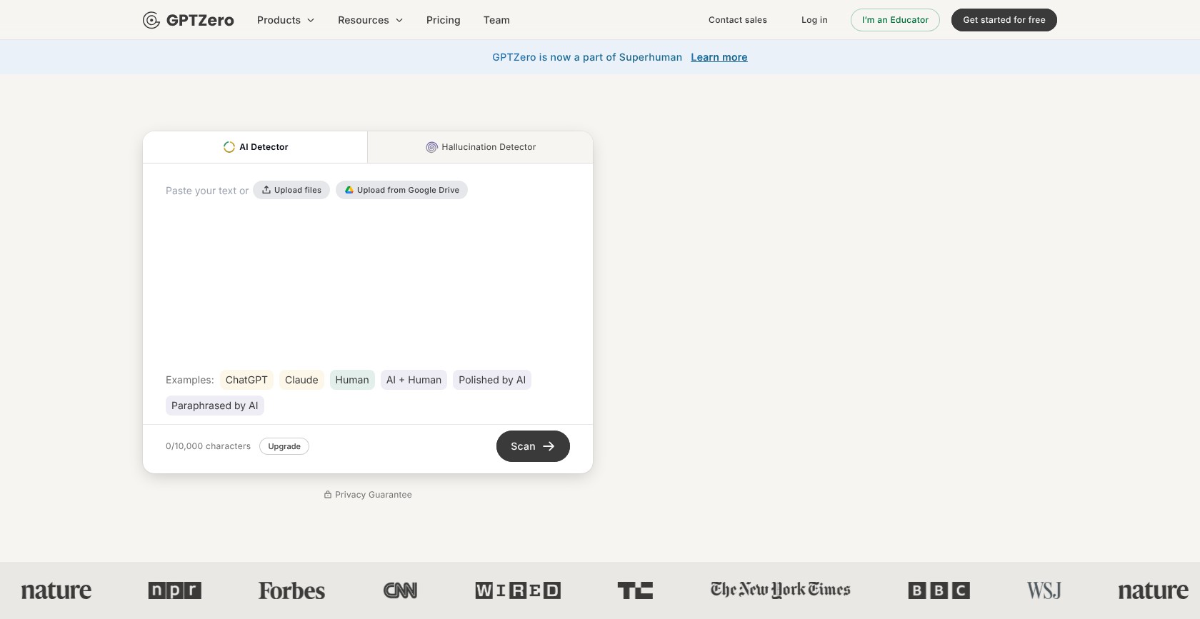 Gptzero Ai Detector product page