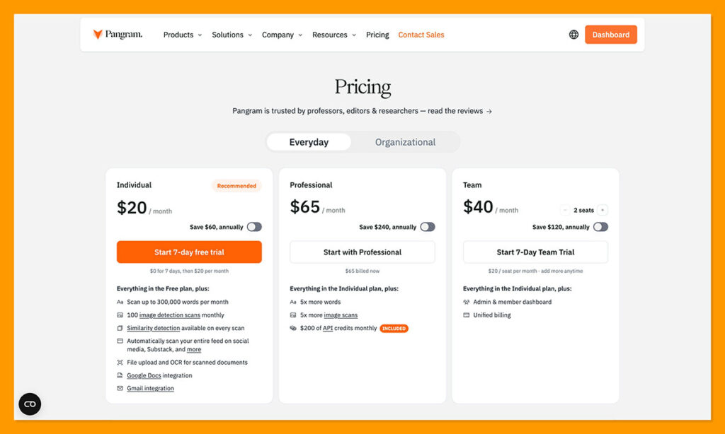 pangram pricing